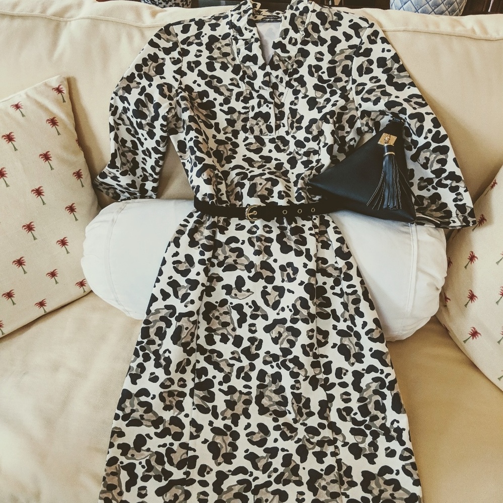 J. McLaughlin Terin Animal Ruffle Neck XS Dress